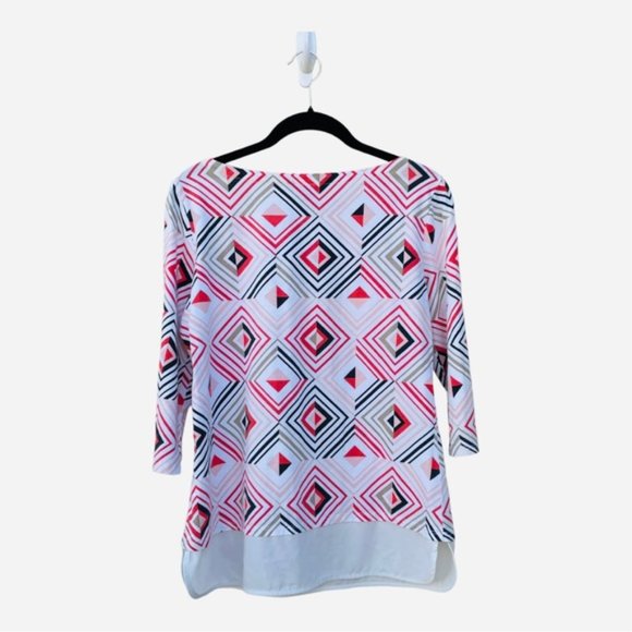 Tommy Hilfiger Geometric Print.3/4 Sleeve Tunic Top Size Med - Picture 8 of 8